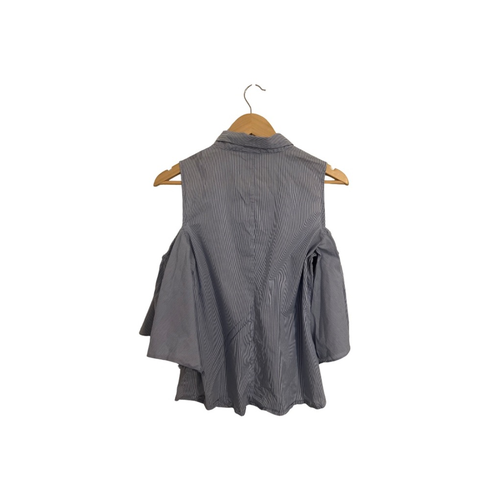 Worthington Women's Striped Gray Cold Shoulder Blouse